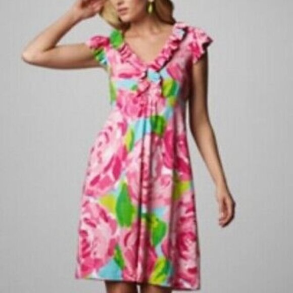 Lilly Pulitzer Clare Dress in First Impressions Hotty Pink Print - Picture 1 of 9